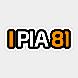 PIA 81 Design - White Text. Sticker